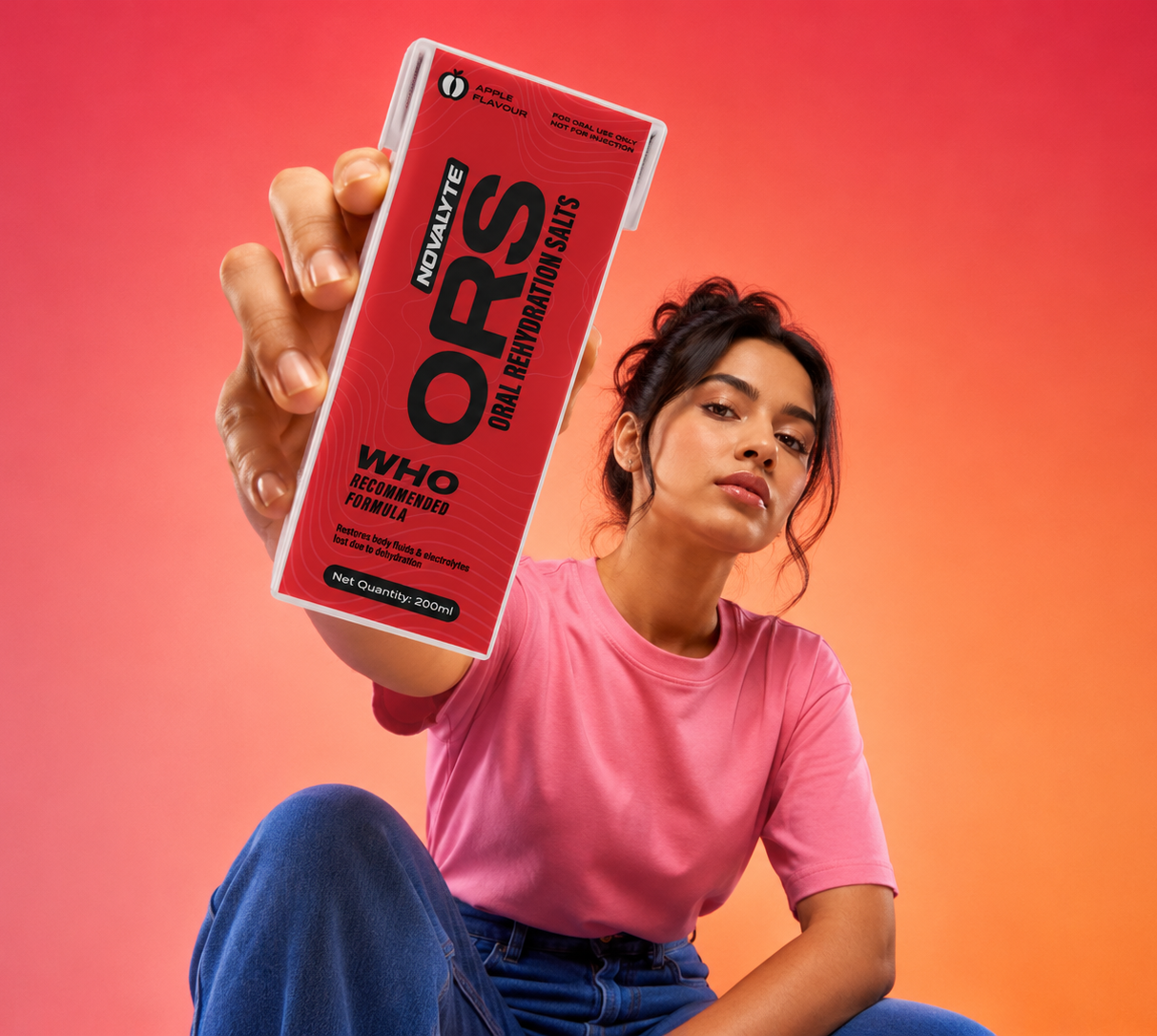 Holding a Novalyte ORS tetra pack